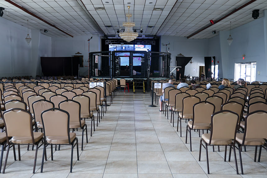Cage setup for WCFL43 inside Cuban Civic Club